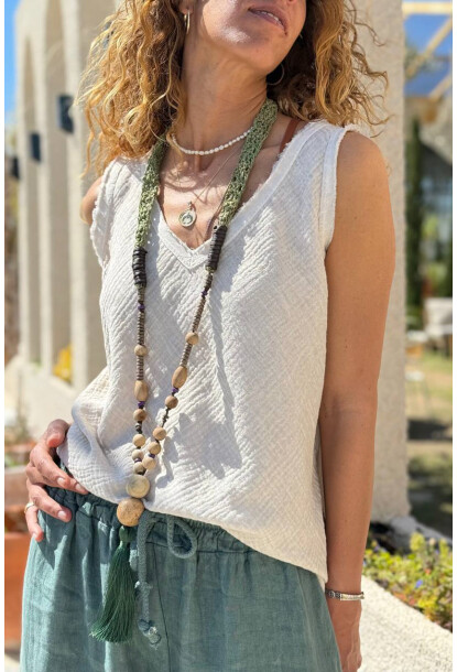 İtalyan Bej V Yaka Yıkamalı Pis Dikişli Pamuklu Salaş Dokuma Bluz 70 50