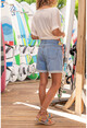 Womens Light Blue Double Leg Loose Denim Shorts GK-CM209