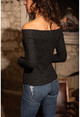 Womens Anthracite Madonna Collar Fluffy Sweater GK-BST30k2756