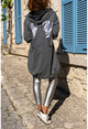 Kadın Antrasit Pullu Kanatlı Kapüşonlu Fermuarlı Ceket GK-TD1983
