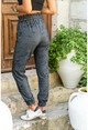 Womens Anthracite Washed Waist Pleated Self Ripped Pocket Sweatpants GK-RSD2005