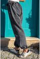 Womens Anthracite Washed Elastic Loose Sweatpants GK-RSD2026