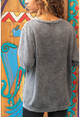 Womens Anthracite Wash Ripped Bohemian Oversize Sweatshirt GK-RSD2009