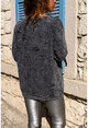 Womens Anthracite Washed Ripped Oversize Sweatshirt GK-RSD2013