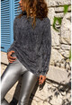 Womens Anthracite Washed Ripped Oversize Sweatshirt GK-RSD2013