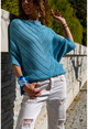 Womens Bebe Blue Bias Knitted Seasonal Three Quarter Sleeve Sweater GK-CCK15000