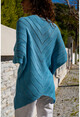 Womens Bebe Blue Bias Knitted Seasonal Three Quarter Sleeve Sweater GK-CCK15000