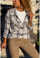 Womens Beige Pocketed Lumberjack Thick Jacket Shirt GK-AYN1803