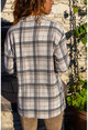 Kadın Bej Cepli Oduncu Kalın Ceket Gömlek GK-AYN1803