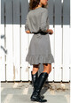 Kadın Bej Eteği Dantel Detaylı Elbise BSTH5062
