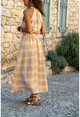 Womens Beige Halter Neck Long Dress With Belt GK-BST2896