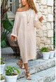 Womens Beige Low Shoulder Loose Dress BST2918