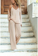 Womens Beige Loose Threesome Suit GK-BST2941