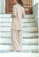 Womens Beige Loose Threesome Suit GK-BST2941