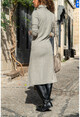 Womens Beige Half Turtleneck Asymmetrical Cut Zippered Wool Dress GK-BST2998