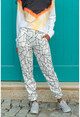 Womens White Printed Elastic Trousers GK-YS208