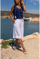 Womens White Elastic Waist Self Textured Side Buttons Pocketed Bermuda Shorts BST3146