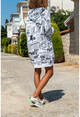 Womens White Hooded Sweatshirt Loose Dress GK-TD1975