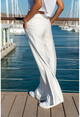 Kadın Beyaz Keten Beli Lastikli Salaş Pantolon GK-BST2933