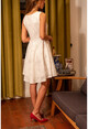 Womens White Sleeveless Lined Guipure Dress BST30k2213