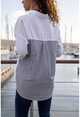 Kadın Beyaz-Lacivert Garnili Salaş Marin Gömlek GK-AYN1829