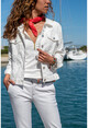 Kadın Beyaz Nakışlı Ajurlu İşlemeli Ceket AYN1759
