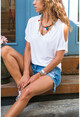 Womens White Off Shoulder T-Shirt GK-JR215