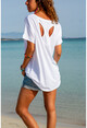 Womens White Back Athlete Detailed Loose T-Shirt GK-JR220