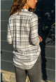 Womens White-Black Plaid Crepe Shirt BST2251