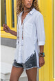 Womens White Side Buttoned Skirt Tasseled Shirt GK-AYN1666