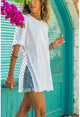 Womens White Slit T-Shirt GK-JR403