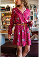 Womens Claret Red Floral Patterned Dress BST2156