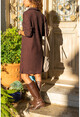 Kadın Bordo Polo Yaka Salaş Kendinden Desenli Simli Elbise GK-BST2988