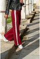 Womens Burgundy Side Striped Staple Wide Cut Trousers BST2214