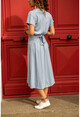 Womens Ice Blue Double Breasted Knit Dress GK-LD302