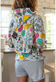 Kadın Çok Renkli Renkli Baskılı Kapüşonlu Sweatshirt GK-NWTD109