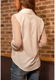 Womens Ecru Sleeves Tulle Shirt GK-BST30kH5015