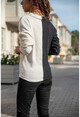 Womens Ecru V-Neck Block Sweater GK-BST30k2778