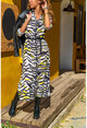Kadın Ekru Zebra Desenli Gömlek Elbise BST30kT4010-1690