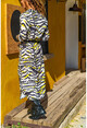 Kadın Ekru Zebra Desenli Gömlek Elbise BST30kT4010-1690