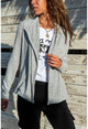 Womens Gray Asymmetrical Collar Basic Cardigan BST30k2770