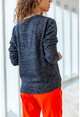 Womens Black Orange V Neck Leaf Garnish Sweater GK-BST2807