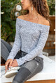 Womens Gray Madonna Collar Fluffy Sweater GK-BST30k2756