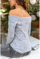 Womens Gray Madonna Collar Fluffy Sweater GK-BST30k2756