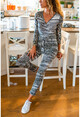 Womens Grey-Black Leopard Patterned Jumpsuit BST30k2296