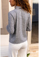 Womens Gray Half Turtleneck Soft Textured Basic Sweater GK-BST2990