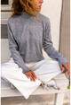 Womens Gray Half Turtleneck Soft Textured Basic Sweater GK-BST2990