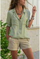 Womens Khaki Dobby Double Pocket Shirt GK-AYN1222