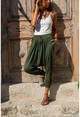 Womens Khaki Waist Elastic Baggy Trousers GK-LD303