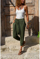 Womens Khaki Waist Elastic Baggy Trousers GK-LD303